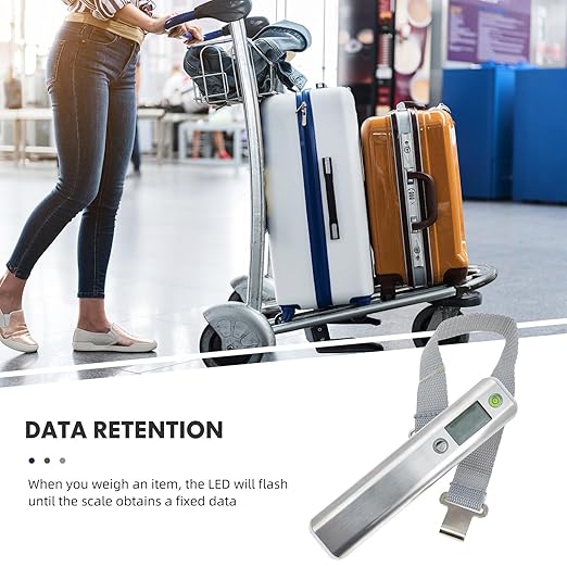 Digital Luggage Weight Scale with Tape Measure 50kg Portable Handheld Electronic Travel Suitcase Weighing Scale for Accurate Luggage Weight Monitoring