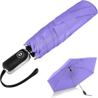 Compact Travel Umbrella for Purse - Flat Handle, Waterproof for Light Rain