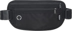 Slim RFID Blocking Money Belt for Travel - Anti-Theft Hidden Passport Holder Waist Wallet with Secure Pouch for Cash, Credit Cards & Phone Safe (Black)
