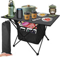 Foldable Camping Side Table, Ultralight Small Beach Table Aluminum, Portable Outdoor Table with Carry Bag and Storage for Picnic, Grill, Hiking, Fishing, Sand, Camping Essentials(L)