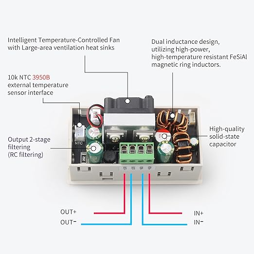 SK-120X Power Converter Color Display Adjustable 120W DC DC Buck Boost Power Converter CC CV 6-36V to 0-36V 5V 6V 12V 24V Power Module Regulated Laboratory Power Supply