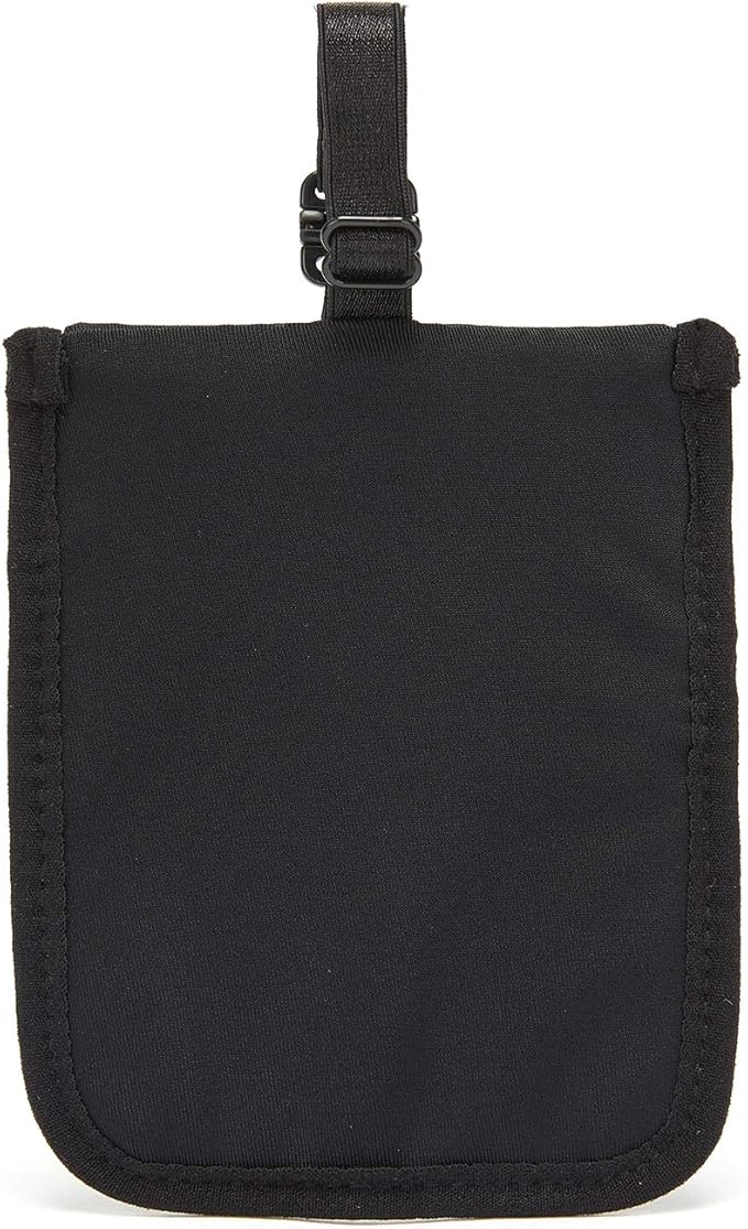 Pacsafe Coversafe S25 Hidden Undercover Travel Bra Pouch for Women (Washable) - Stash up to 6 Credit Cards plus Money and Key with Adjustable, Elastic Strap; Suitable for all Bra Sizes (Black)