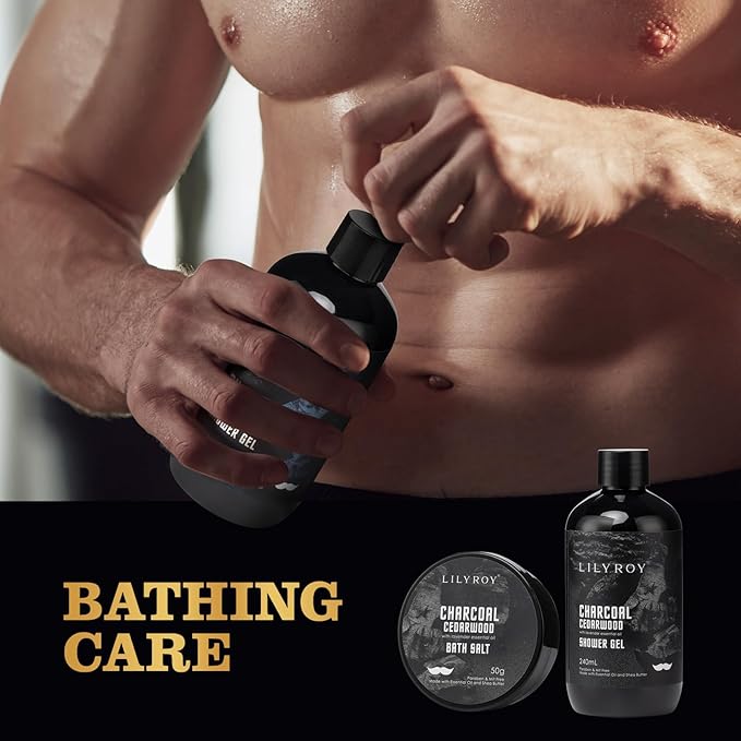 Fathers Day Gifts for Men - Bath and Beard Gift Set for Men, Bath & Body Care Kit for Him with Beard Wax | Valentines Day, Christmas, Birthday, Spa Kit Travel Bag Gift for Dad