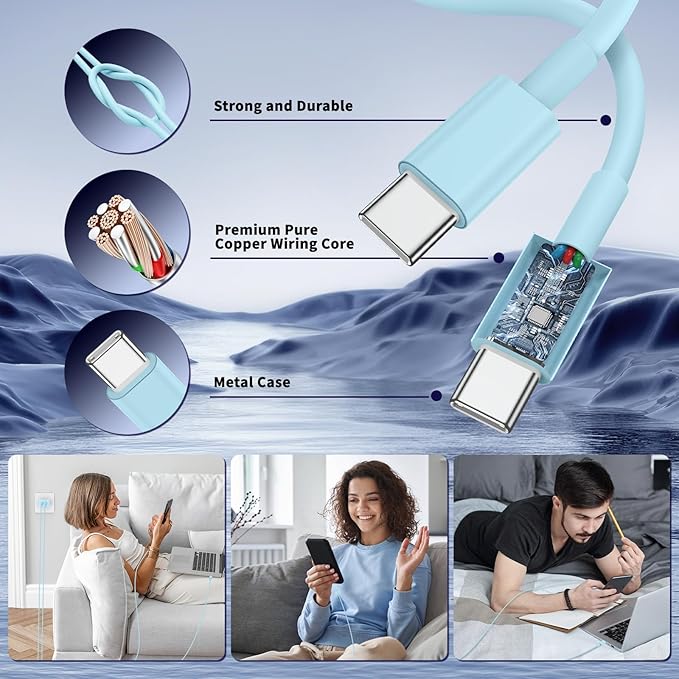 QZIIW Super Fast Samsung Charger Type C,45W Dual Port USB C Fast Charger Block [2-Pack] & Extra Long 60W 3/6/6/10FT USB C Cable - PD Quick Charging 3.0 for Samsung Galaxy S25 Ultra/S24+/S23 iPhone 16