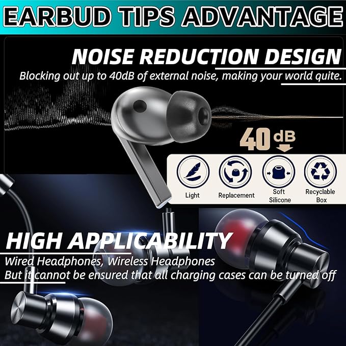 Memory Foam Earbud Tips，Replacement Earbud Tips Ear Bud Replacement Tip Memory Foam Ear Tips IEM Ear Tips Earbud Replacement Tips for 4.0mm Connect Hole Most in-Ear Headphones (L Total 5 Pairs)