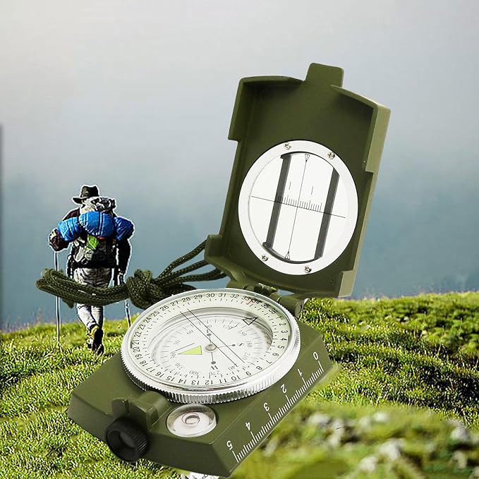 Compass, Hiking Compass for Survival with Lensatic – Water-Resistant Durable and Pocket-Sized