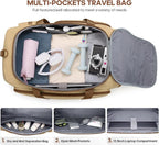 Gym Bag for Men and Women with Shoe & Laptop Compartment, 3-in-1 Sports Travel Duffel Bag Anti-Theft Weekender Carry-on Backpack for Airplane & Workout, Overnight Travel Bag, 35L, Khaki, Medium