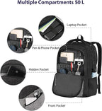 MATEIN Extra Large 50 L Travel Laptop Backpack, Water Resistant Work Computer Backpack with Anti Theft Pocket, TSA Friendly Business Daypack with Multiple Organizer Pockets for Men, Black Grey