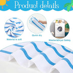 EBOOT 10 Pack Oversized Beach Towel Set Extra Large Pool Towels Microfiber Quick Dry Swim Blanket for Adult Women Men Face Hand Body Bath Travel Pool(Mixed Color,28 x 59 Inch,Classic Stripe)