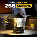 LUXPRO Retro LED Lantern - Battery-Powered Emergency Lantern - Water Resistant - Bright LED Lamp for Indoor & Outdoor Use - Use for Tents, Hiking or Hurricane Prep (Black, Pack of 1)