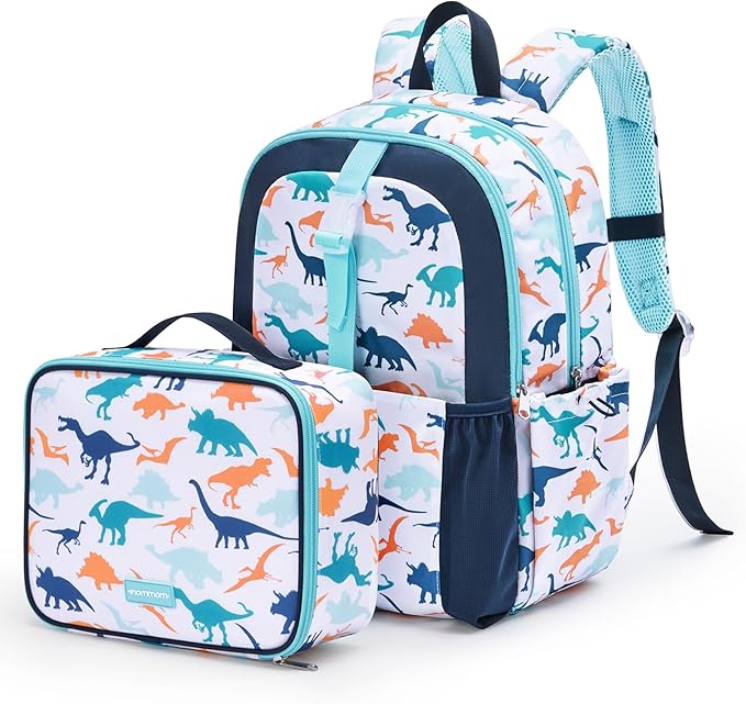 mommore Kids Backpack for Boys Girls 4-8 Kindergarten Elementary School Backpack with Lunch Box - 15” H Fit Folder