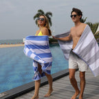 HENBAY Cotton Oversized Beach Towel - Large 70 x 35 Inch Pool Towel, Grey Striped Quick Dry Swimming Cabana Towel