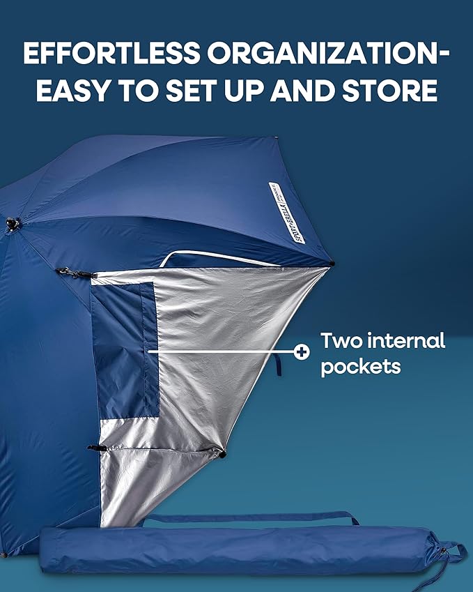Sport-Brella Premiere UPF 50+ Umbrella Shelter with Patented Side Panels and Tilt Mechanism, Heavy-Duty 1.25 Inch Center Pole, Auger Anchor for Sand and Grass