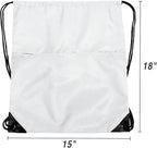 Drawstring Backpack Sports Water Resistant String Bag Sport Gym Sackpack for Women Men Large with Zipper, White