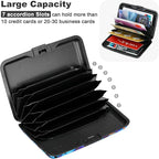 ELFISH RFID Blocking Credit Card Protector Aluminum ID Case Hard Shell Business Card Holders Metal Wallet for Men or Women (Blue Butterfly)