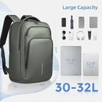 17.3 Inch Laptop Backpack for Travel Work Office College, 30L Water Resistant Casual Daypack, Lightweight Computer Backpack for Men Women, Business Laptop Bag with USB Charging Port - Green
