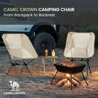 CAMEL CROWN Portable Camping Chair Lightweight Compact Folding Chair Mesh for Outdoor Camp Travel Beach Picnic Festival Hiking Backpacking White
