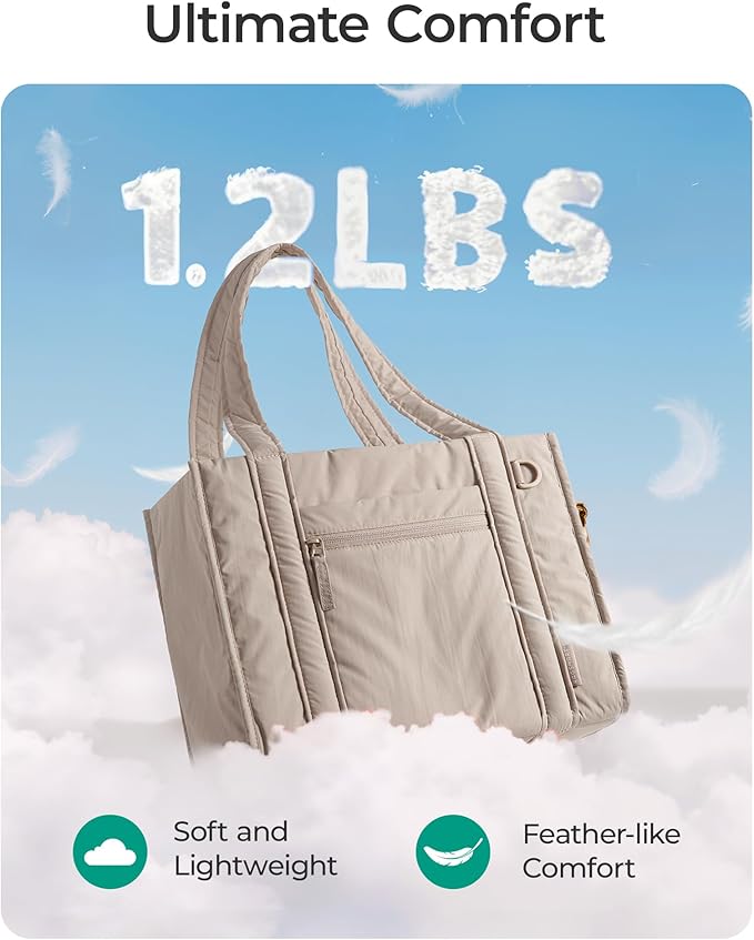 BAGSMART Boxy Tote Bag for Women, Crossbody Bag with Zipper, Crush Bow Purses for Travel Work College