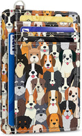 Yonlevres Credit Card Holder Slim Wallet, Puppy Dog RFID Wallet Women Front Pocket Card Holder Thin Small Cute Travel ID Window PU Leather RFID Blocking Case Organizer Purse Gift