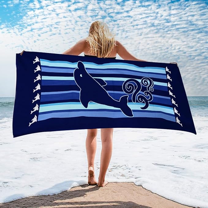 Beach Towel Microfiber Beach Towels Sand Free Quick Dry Lightweight Thin Sand Free Towels Dolphin Travel Towels for Adults Women Men Girls Kids Beach Essentials Accessories