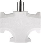 Projectpak 3 Outlet T Shaped Wall Plug Grounding Adapter Splitter Extender – Durable Grounded Power Tap | 3 Pack (White)