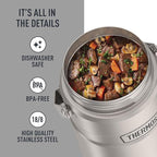 THERMOS Stainless King Vacuum-Insulated Food Jar with 2 Storage Container Inserts, 47 Ounce, Matte Stainless Steel