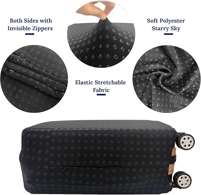 Luggage Cover, Protective Washable Suitcase Cover - Travel Elastic Spandex Suitcase Protector Fits 22 to 24Inch Black
