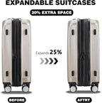20 Inch Lightweight Expandable Carry On Luggage, PC Hardside Suitcase with Spinner Wheels & TSA Lock, Carry-on 20-Inch, Champagne