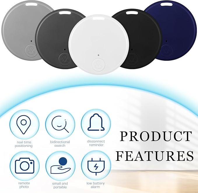 Konohan 5 Packs Smart Item Finder Portable Tracker GPS Tracking Mobile Anti Loss Smart Device Key Finder Tag Locator with Sound for Bags Wallets Backpacks Pets Keys Luggage(Stylish)