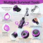 Arrowbash 12 Pack Emergency Survival Whistle 7-in-1 Compass Hiking Survival Safety Whistle with Lanyard Outdoor Multifunctional Tool Ideal for Hiking Camping Rescue Signaling