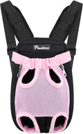Pawaboo Adjustable Carrier Backpack for Dog Cat, Pet Front Dog Carrier Purses Cat Travel Bag, Legs Out, Easy-Fit for Traveling Hiking for Small Dogs Cats Puppies, S, Pink