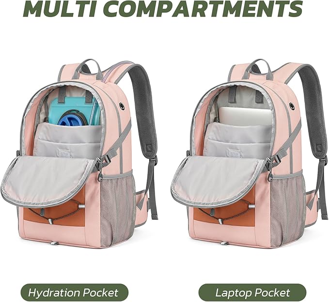 TILYMOL Hiking Travel Backpack for Women 25L - Small Lightweight Waterproof Outdoor Camping Backpack/Day Pack, Hiking Daypack with Hydration System for Hiking, Travel, Sports, Running, Biking