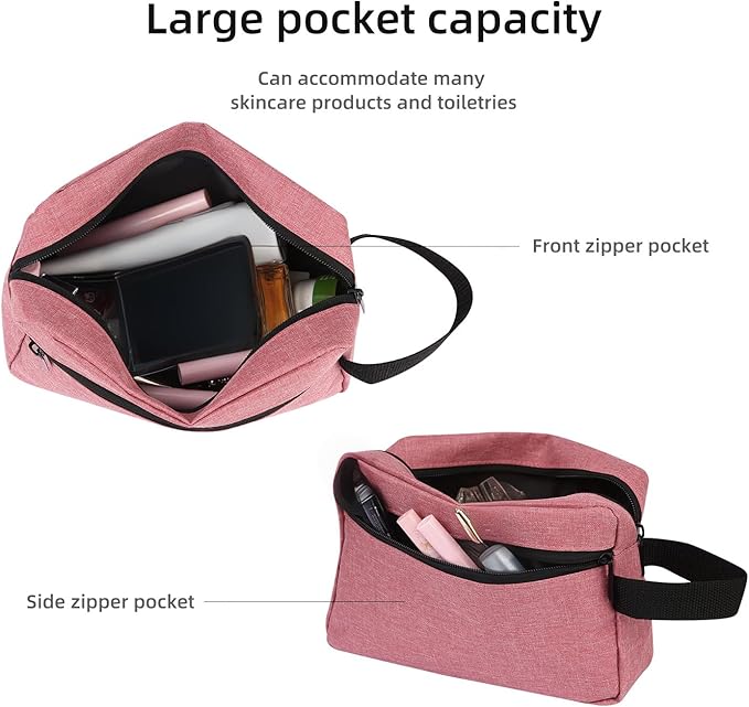 Icramsy Travel Toiletry bag Toiletry bag for women men Hanging Cosmetic bag Travel accessories for Women Men (Dusky pink)