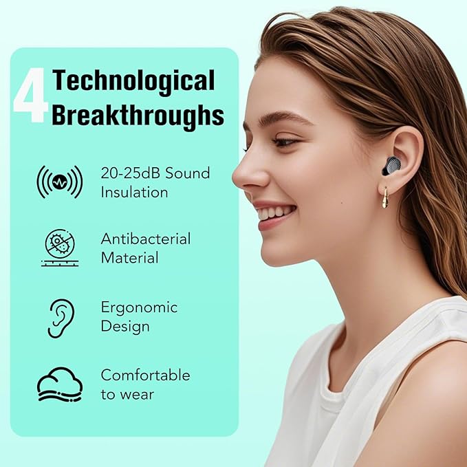Ear Plugs for Sleeping Noise Cancelling, 50dB Soft Earplugs for Concert, Reusable Ear Plugs for Noise Reduction with Case & 8 Eartips, for Sleeping, Concert, Working, Studying, Traveling (Black)