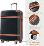 3 Piece Hardshell Luggage Sets 20"+24''+28" Black Expandable Hardside Luggages Spinner Suitcase with Spinner Wheels & TSA Lock,Lightweight Luggage Sets For Women Men Outdoor Travel