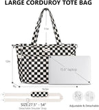 Bagstellar Corduroy Tote Bag for Women, 17 Pockets Laptop Work Tote Bag Lightweight Teacher Nurse Bible Bag for School Travel | with 40oz Cup Holder, Multi Compartment, Zipper Crossbody Bag, College Shoulder Bag, Daily Purse w/ Strap, Ideal Gift for Women
