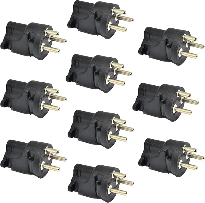 Ceptics Denmark Travel Power Plug Adapter Accepts USA NEMA 5-15R - ETL Certified - Industrial Grade (IG-20-10PK)