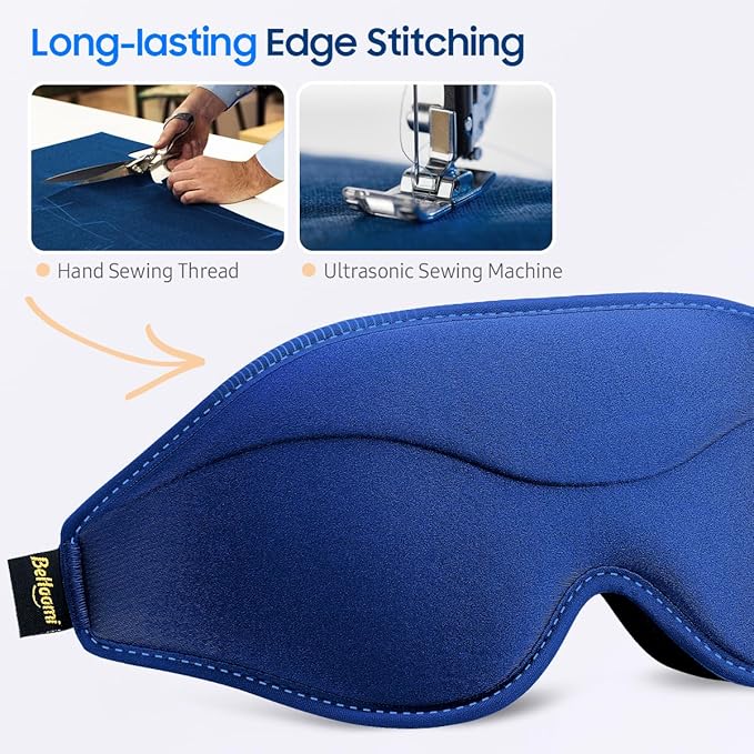 BeHoomi Sleep Mask, Premium Eye Mask for Sleeping, Total Blackout, Superior Soft Comfort, Upgraded 3D Ergonomic Designed Sleeping Mask for Home, Office, Travel, Meditation, Royal Blue