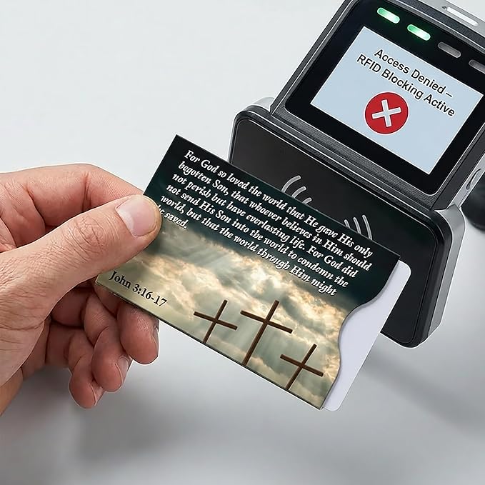 RFID Blocking Credit Card Sleeve Protectors – USA Made Slim Wallet Inserts for Credit Cards, Debit Cards & ID Protection (16, Faith - 16 Pack)