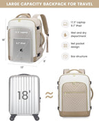 LOVEVOOK Large Travel Backpack for Women, TSA Carry on Backpack for Airplanes, 40L Personal Item Travel Bag for Women fits 17" Laptop,Waterproof Carry on Bag Airplane Approved with 3 Packing Cubes
