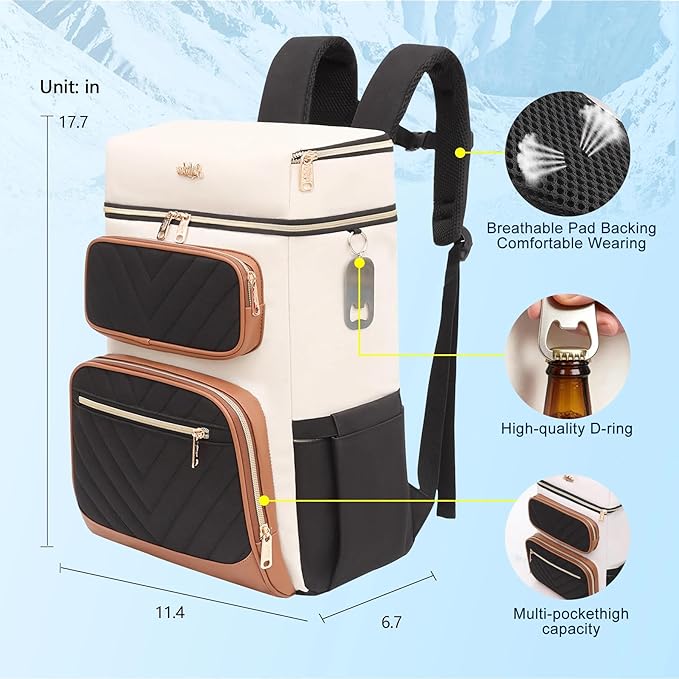 Backpack Cooler Insulated Leak Proof, Lightweight Soft Sided Cooler Backpack for Men Women, Waterproof Beach Cooler Bag Lunch Backpack for Camping Hiking Picnic Fishing Travel Outdoor