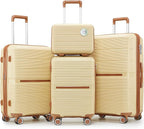 Hard Shell Luggage Sets 4 Piece with 360 Spinner Wheels,Lightweight Suitcase Set with TSA Lock,Travel Luggage Set with Telescoping Handle,Light and Strong,Easy to Clean (Apricot Cream)
