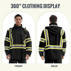 SKSAFETY Hi Vis Safety Rain Jacket for Men, Construction Work Rain Gear Heavy Duty Class 3 Rain Coat Waterproof Lightweight