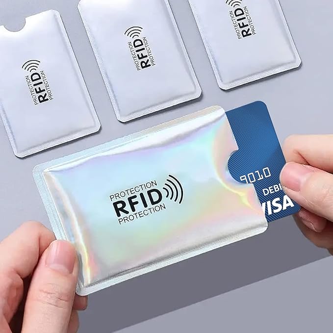 Shudyear Rfid Blocking Sleeves, 10pcs RFID Blocking Sleeves For Credit Card Protector Set RFID Identity Card Protector，Distinctive, frosted texture that shimmers in the sunlight (gold & silver)