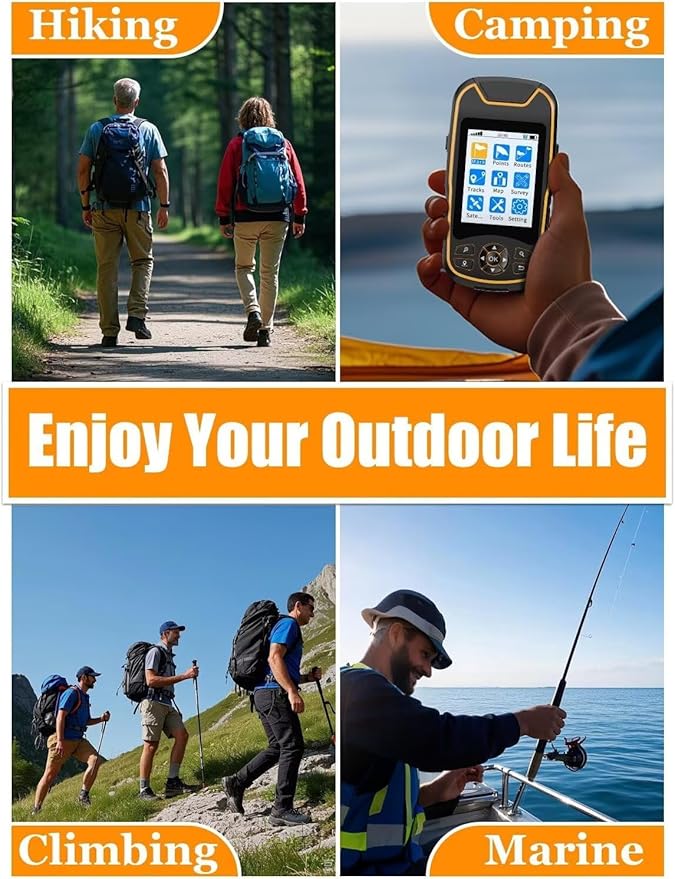Handheld GPS for Hiking, Rugged and Waterproof Handheld GPS Navigator, 3.2" Sunlight Readable Screen, Compact Satellite Handheld GPS with USA Topo Map, Multi-GNSS Support, Extra Battery Life