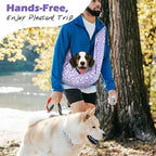 Pawaboo Small Dog Sling Carrier, Reversible Hands Free Dog Sling Carriers for Small Dogs and Cats, Puppy Slings Carrier with Safety Harness, Puppy Essentials, Purple Daisy