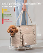 Pecute Dog Purse Carrier, Dog Carrier with Pockets for Small Dogs, Fits Dogs 8.8 lbs to 13 lbs, Cat and Puppies Tote Bag, Outing, Travel, Vet, XL,16.9" L x 7.9" W x 13.8" H, Khaki