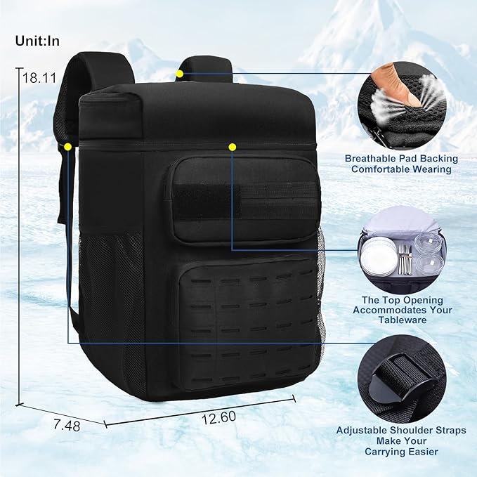 Backpack Cooler Insulated Leak Proof, Lightweight Soft Sided Cooler Backpack for Men Women, Waterproof Beach Cooler Bag Lunch Backpack for Camping Hiking Picnic Fishing Travel Outdoor