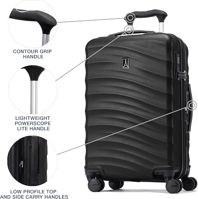 Travelpro Maxlite Air V2 Hardside Expandable Carry on Luggage, 8 Spinner Wheels, Lightweight Hard Shell Suitcase, TSA lock, Black, Carry On 20-Inch