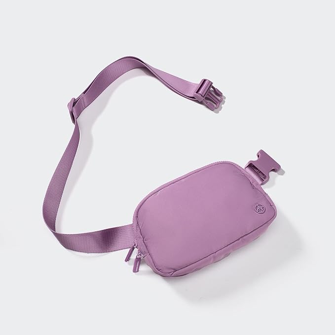 Pander Two Way Zipper Fanny Pack Nylon Everywhere Belt Bag for Women, Water Repellent Waist Packs, Crossbody Bags with Adjustable Strap (Light Purple).